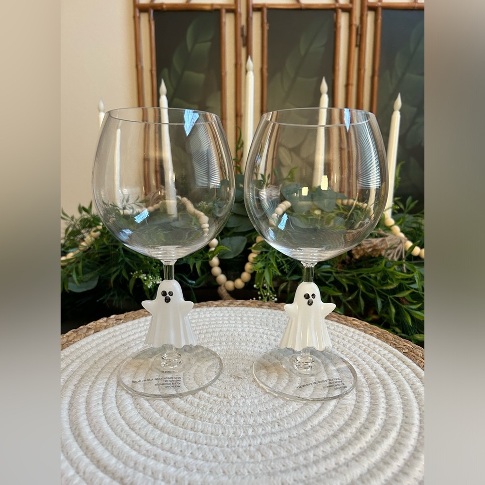 Halloween Ghost Stem Acrylic Wine Goblet Set of 2